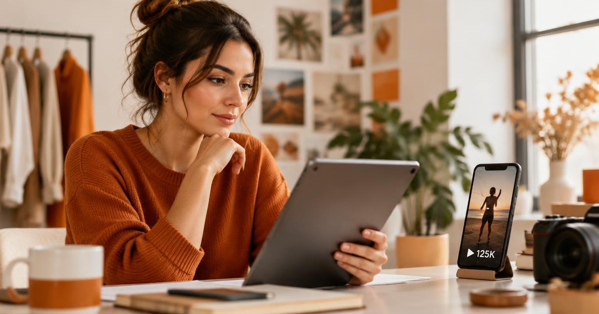 Creator reviewing a brand deal while checking video views