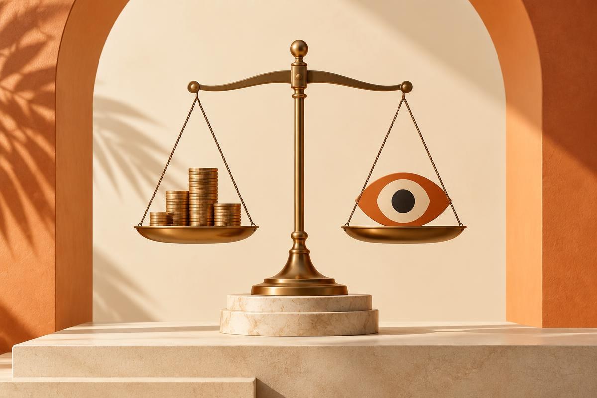 Scale comparing flat fee payment with pay per view