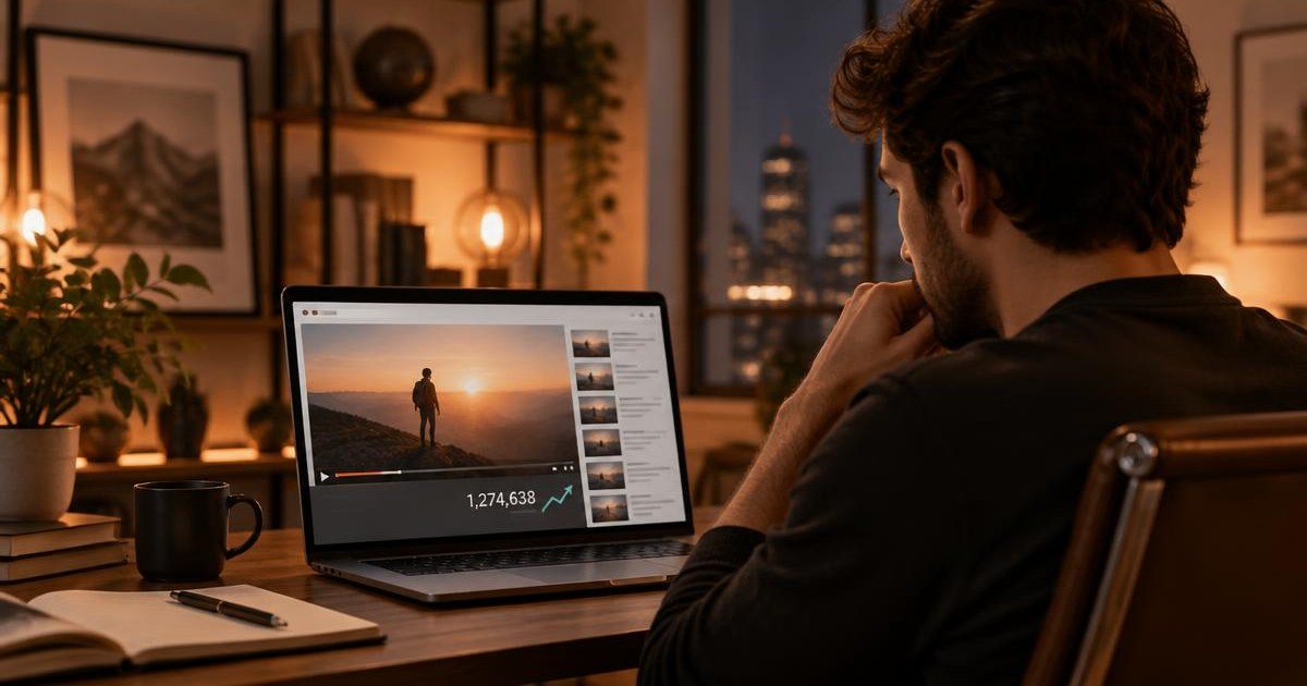 Startup founder watching a launch video post on X